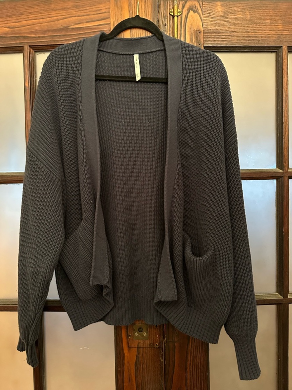 Paper label navy open slouchy cardigan